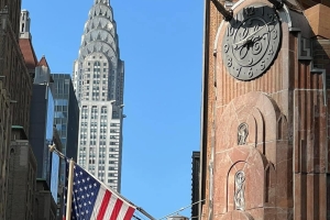 View of Art Deco skyscrapers in Midtown, including Chrysler Building